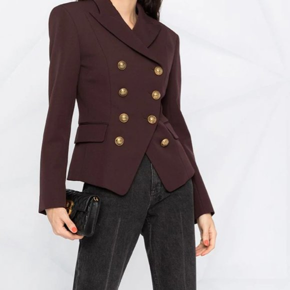 NWT BALMAIN Brown Grain De Poudre 8-Button Jacket - Picture 10 of 16